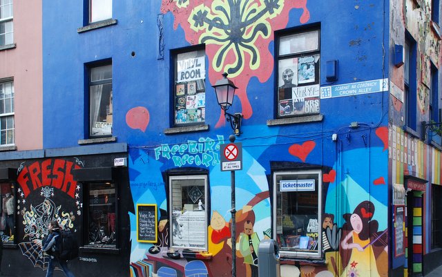 A picturesque wall in Temple Bar in Dublin