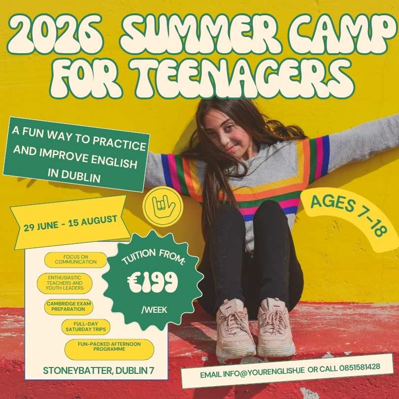 learn English and spend fun summer in Dublin - programme for  teenagers 2026